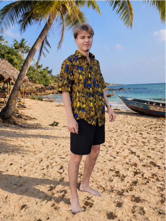 Chemise Pagne Moderne Motifs art africain