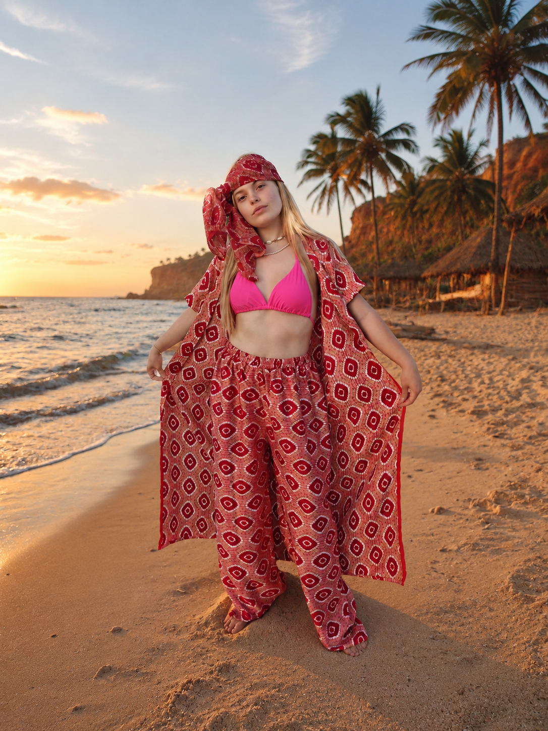 Ensemble été imprimée WAX en tissu à motifs colorés et élégants pour une tenue estivale chic et confortable (Copie)