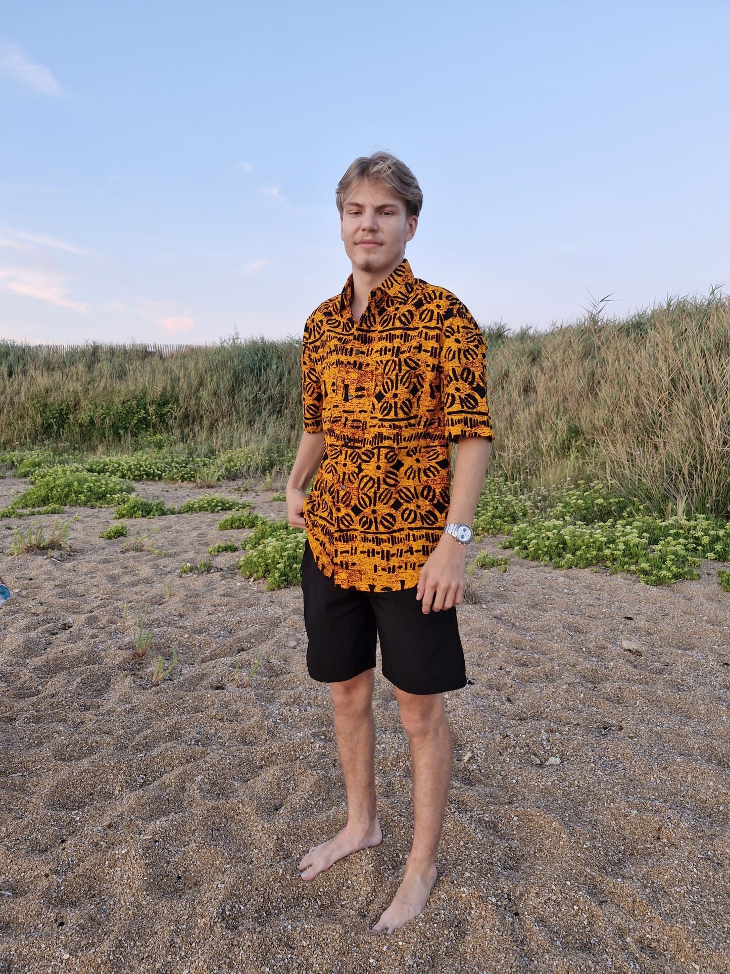 Chemise Pagne Moderne Motifs art africain
